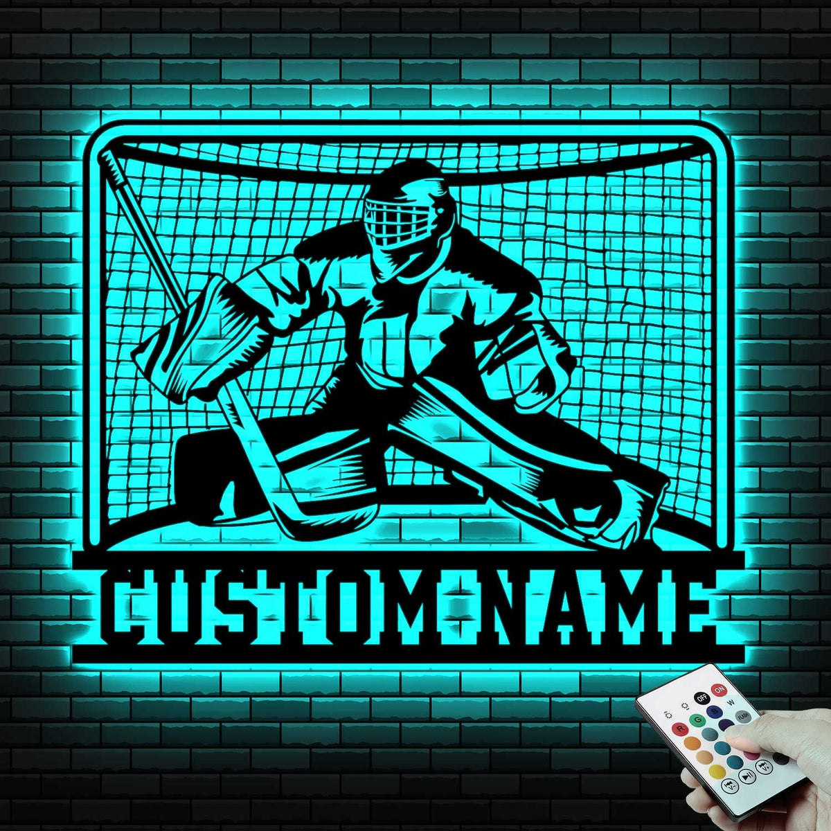 Hockey Goalie Metal Sign with LED Lights, Custom Hockey Player Wall Art, Personalized Air Hockey Name Sign for Room or Rink – GearViral