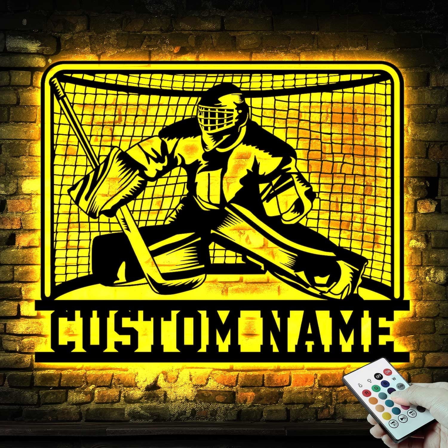 Hockey Goalie Metal Sign with LED Lights, Custom Hockey Player Wall Art, Personalized Air Hockey Name Sign for Room or Rink – GearViral