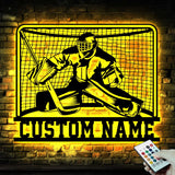 Hockey Goalie Metal Sign with LED Lights, Custom Hockey Player Wall Art, Personalized Air Hockey Name Sign for Room or Rink – GearViral