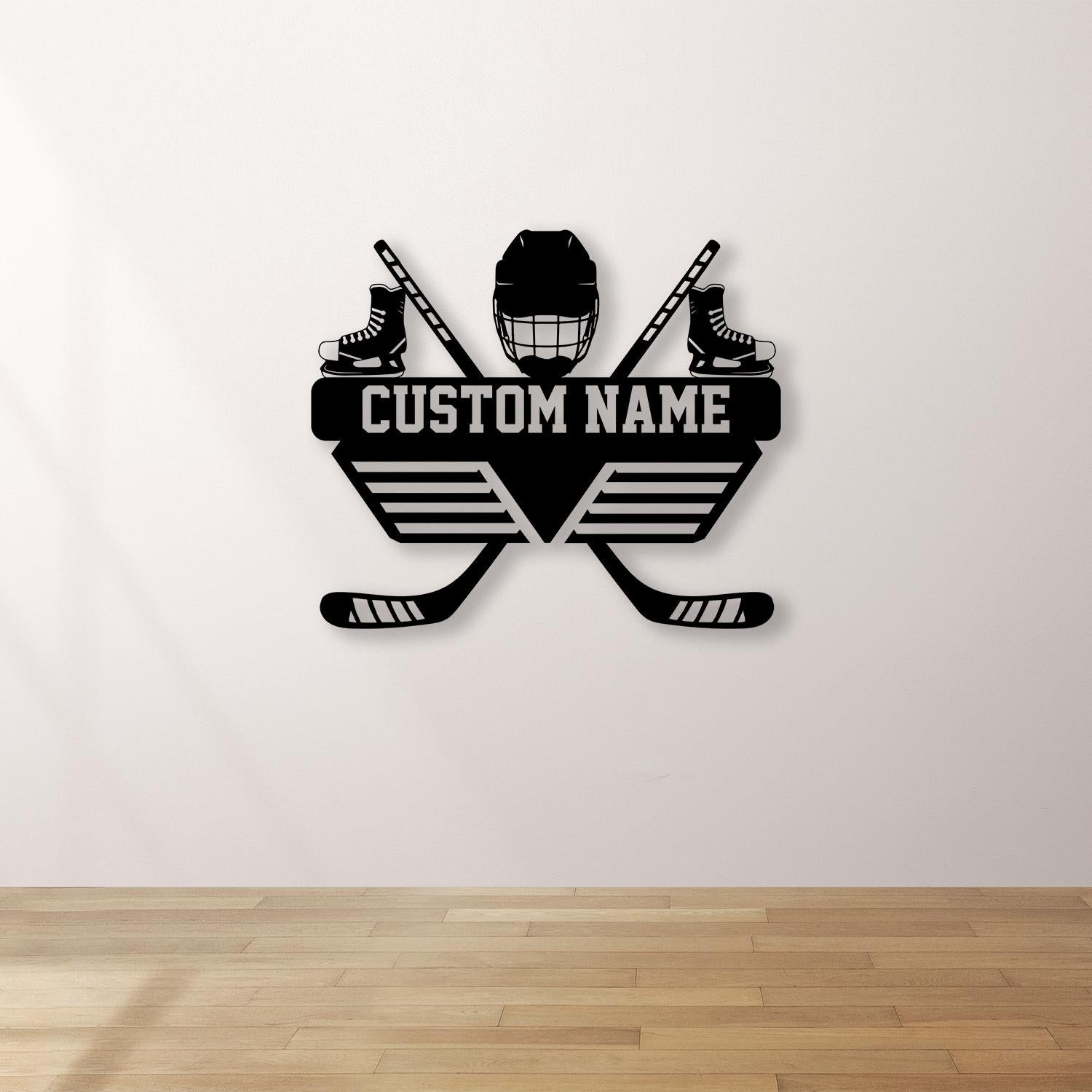 Hockey Medal Hanger with Custom Monogram Name Metal Sign, Personalized Hockey Medal Holder Monogram, Hockey Medal Display with Led Light