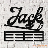 Hockey Medal Hanger with Custom Monogram Name Metal Sign Personalized Hockey Medal Holder Monogram Hockey Medal Display