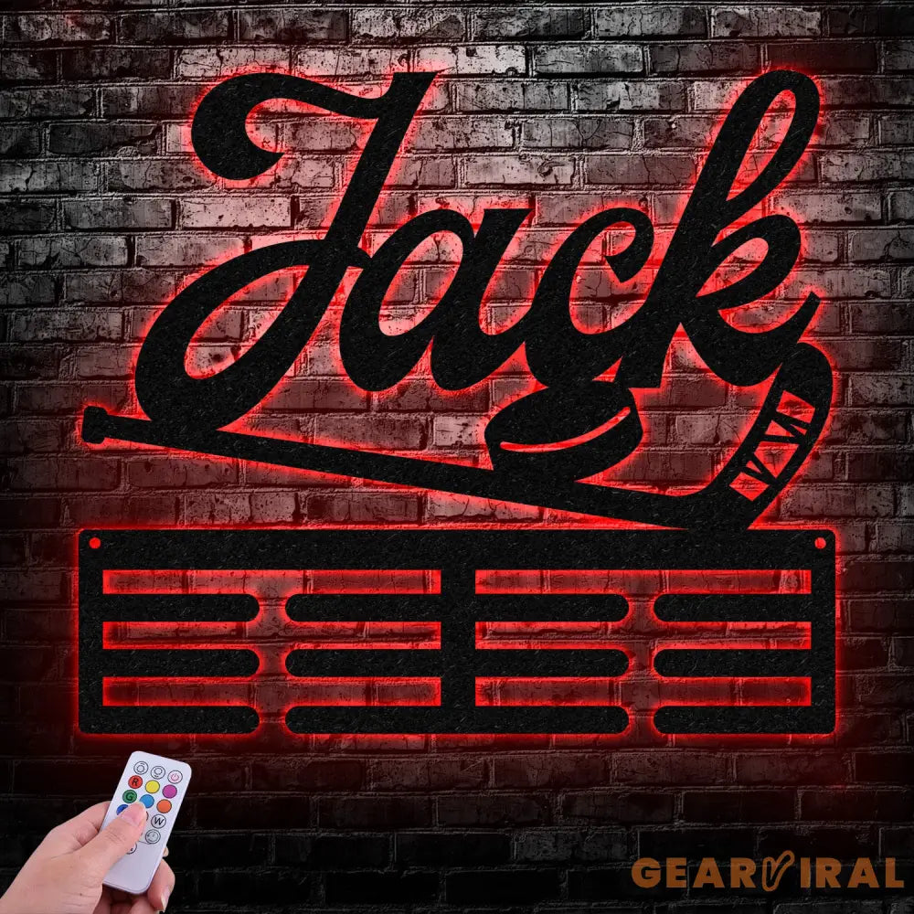 Hockey Medal Hanger with Custom Monogram Name Metal Sign Personalized Hockey Medal Holder Monogram Hockey Medal Display