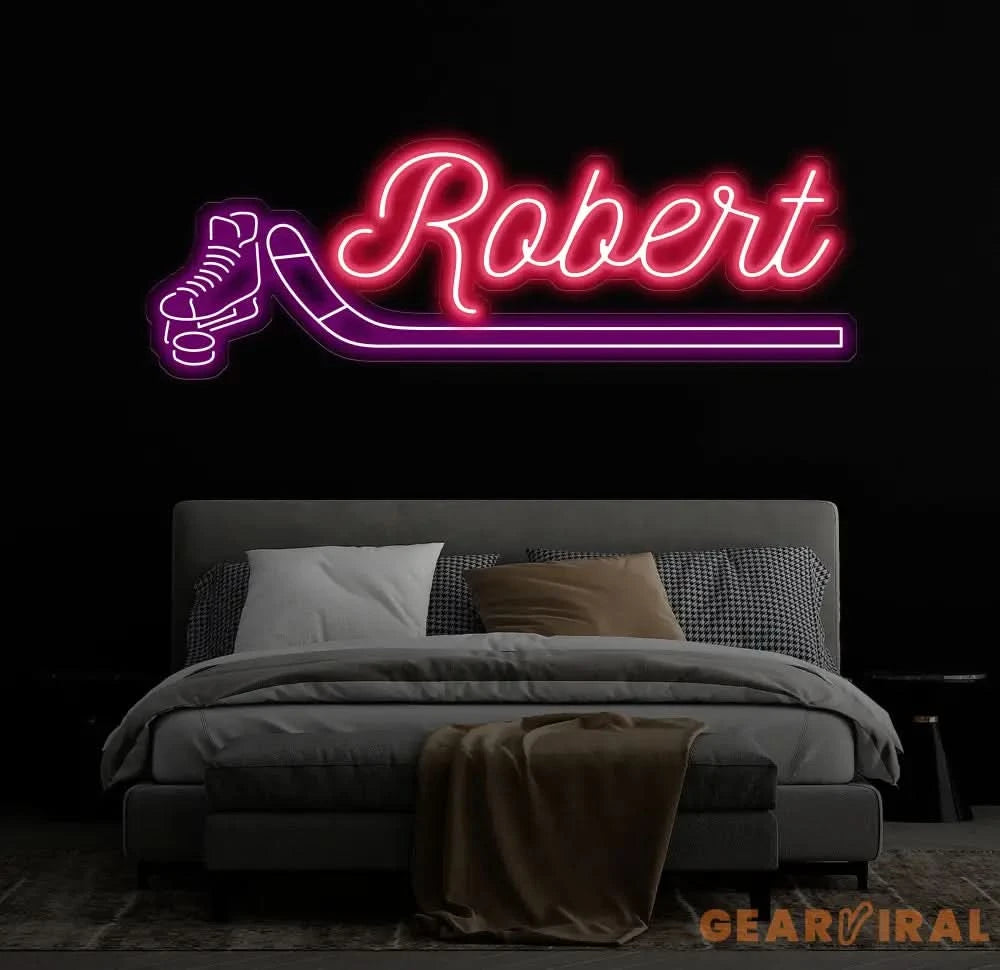 Hockey Name Neon Sign Custom Hockey Name Neon Sign Custom Personalized Name Sign Custom Kids Name Sign Hockey Gift