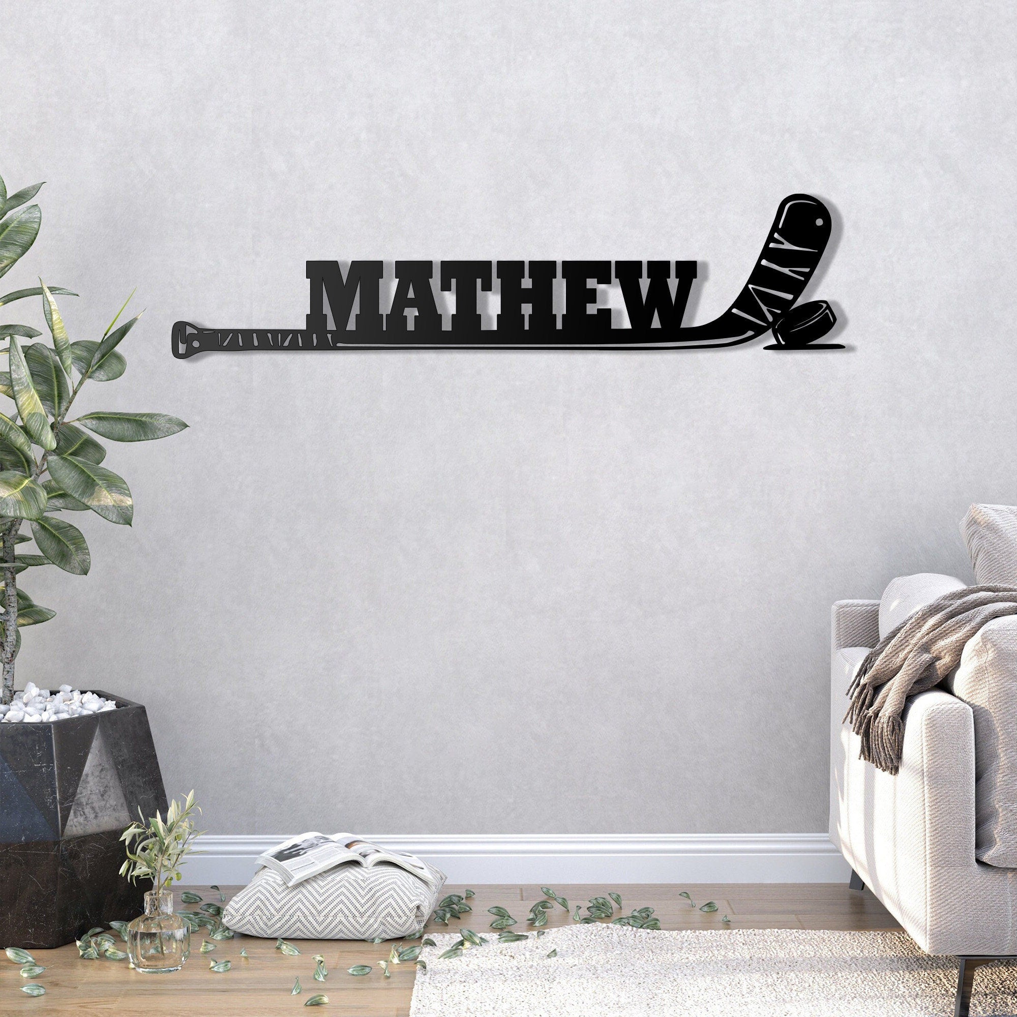Hockey Player Name Metal Wall Art Led Lights - Custom Hockey Stick With Name Sign - Hockey Stick Sign - Ice Hockey Lover Birthday Gifts Home Decor | GearViral