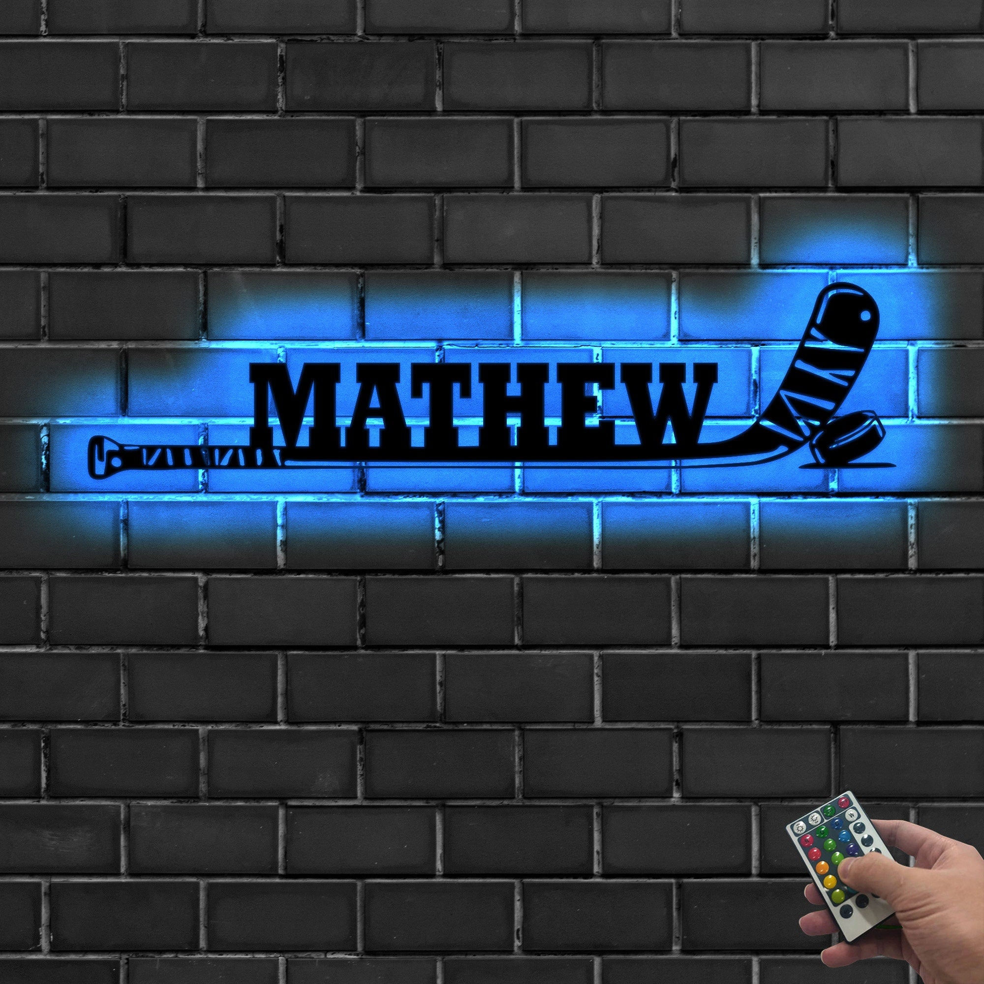 Hockey Player Name Metal Wall Art Led Lights - Custom Hockey Stick With Name Sign - Hockey Stick Sign - Ice Hockey Lover Birthday Gifts Home Decor | GearViral