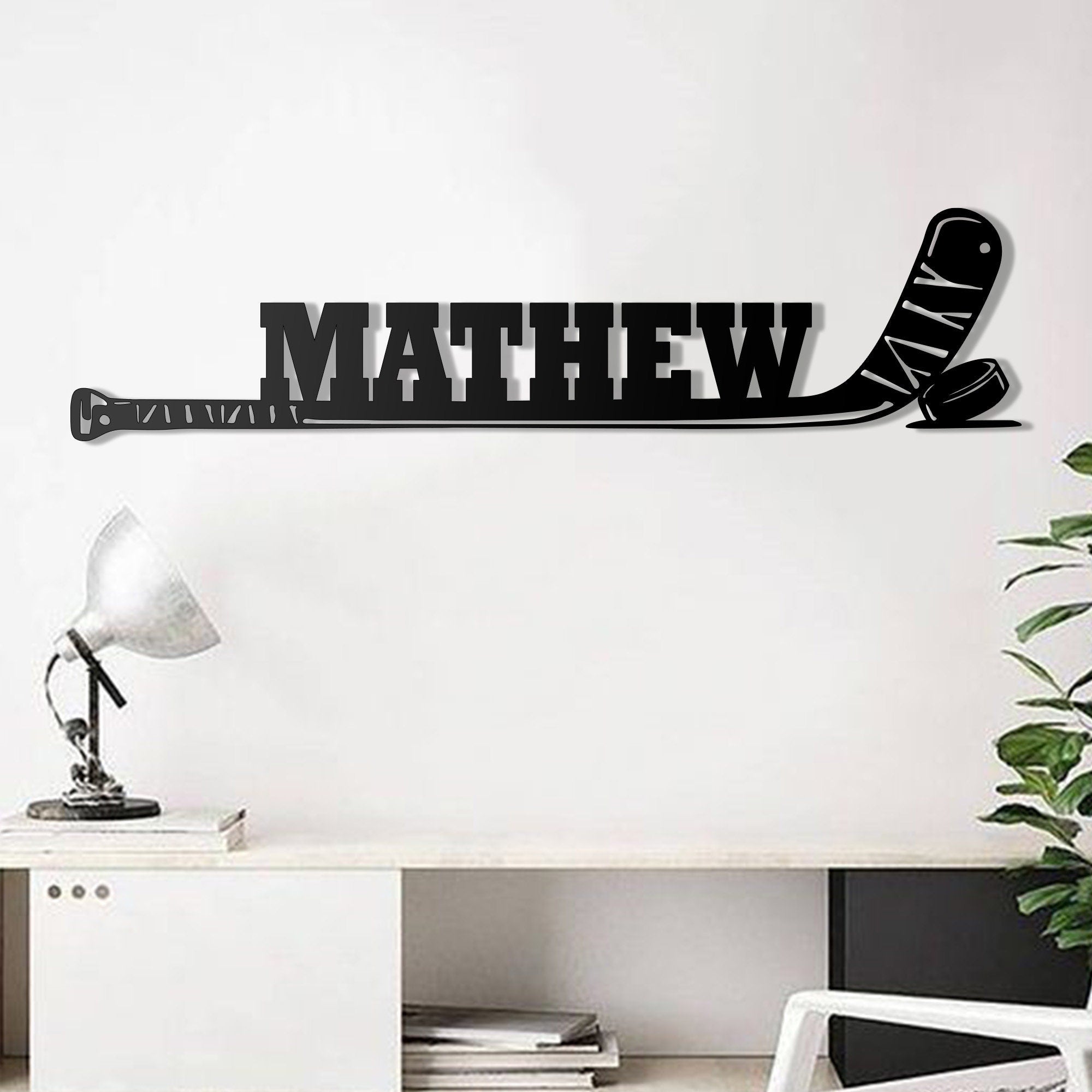 Hockey Player Name Metal Wall Art Led Lights - Custom Hockey Stick With Name Sign - Hockey Stick Sign - Ice Hockey Lover Birthday Gifts Home Decor | GearViral