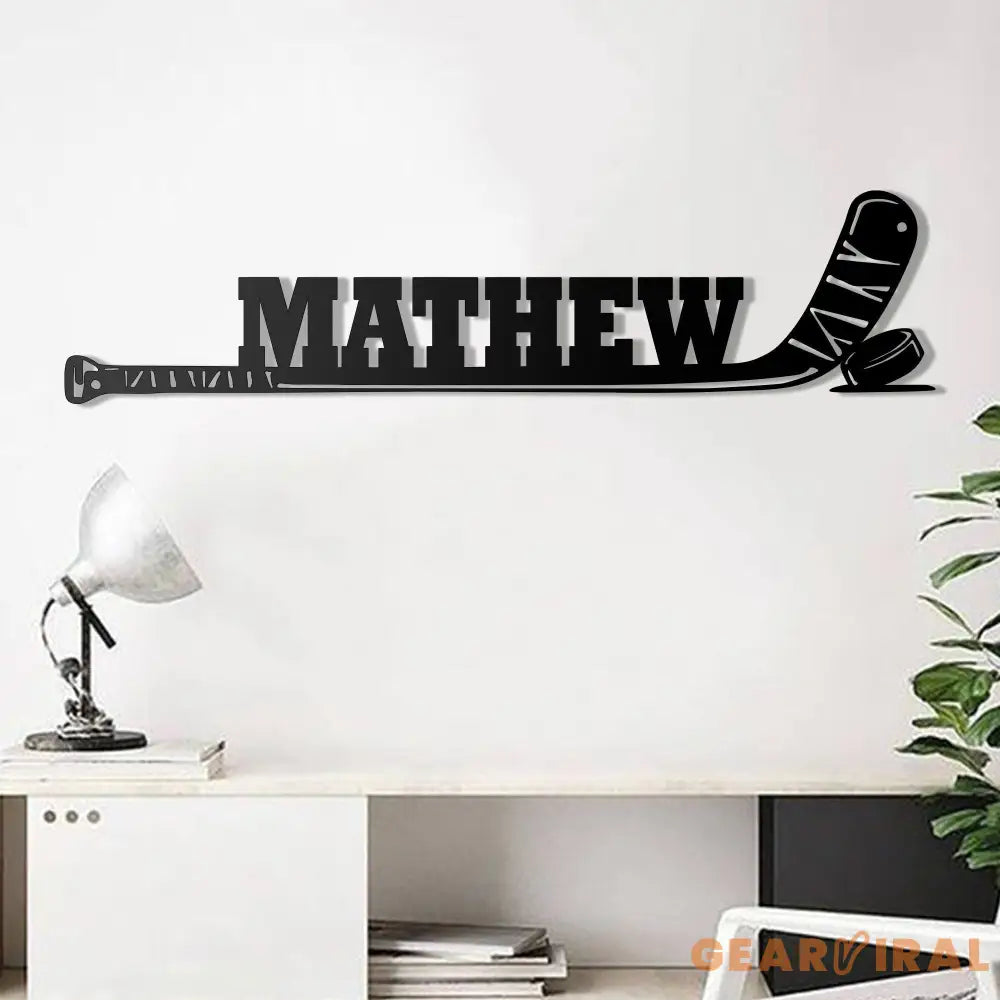 Hockey Player Name Metal Wall Art Led Lights - Custom Hockey Stick With Name Sign - Hockey Stick Sign - Ice Hockey