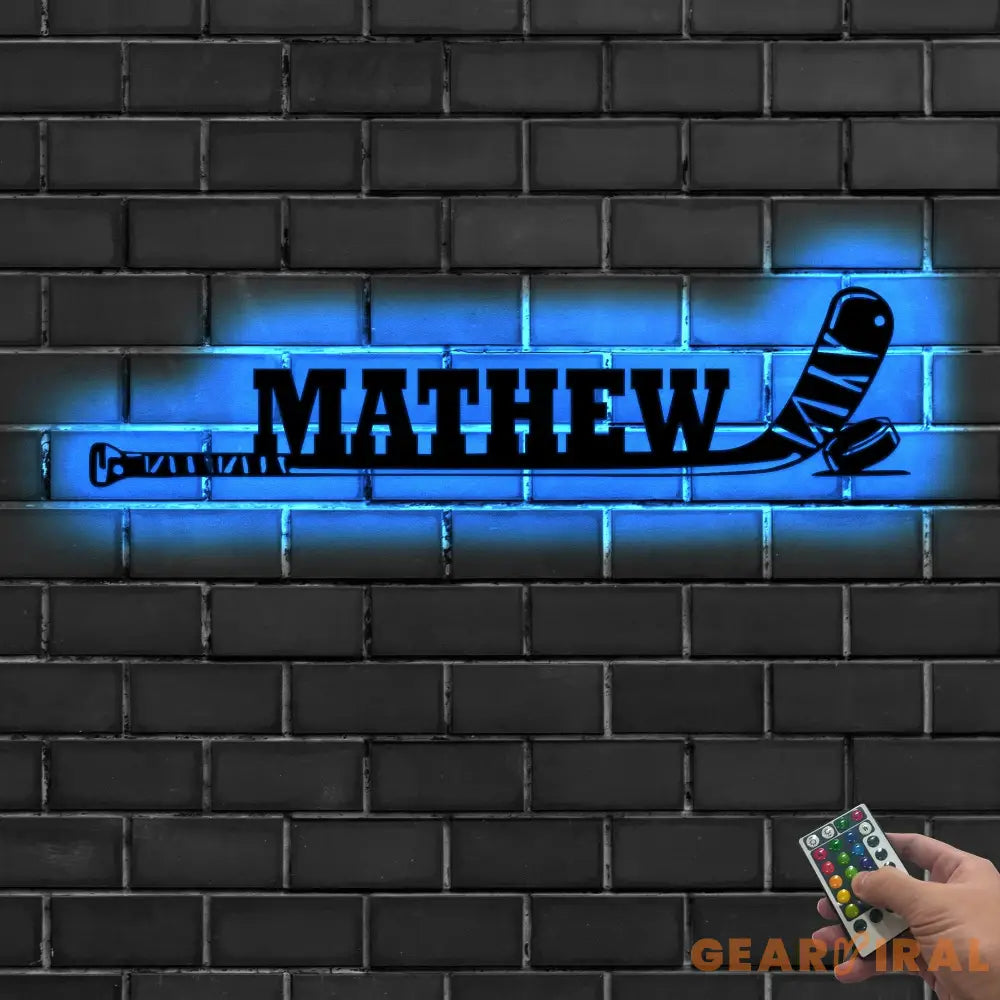 Hockey Player Name Metal Wall Art Led Lights - Custom Hockey Stick With Name Sign - Hockey Stick Sign - Ice Hockey