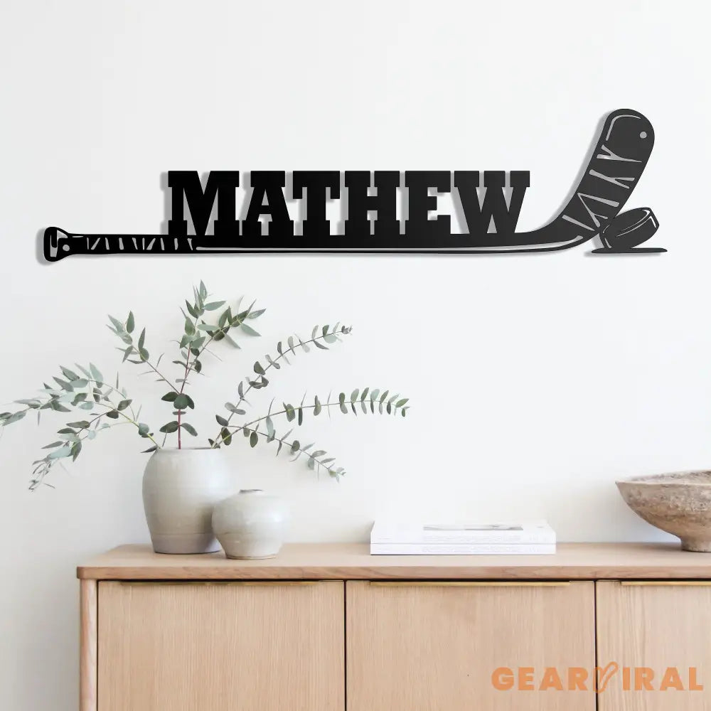 Hockey Player Name Metal Wall Art Led Lights - Custom Hockey Stick With Name Sign - Hockey Stick Sign - Ice Hockey