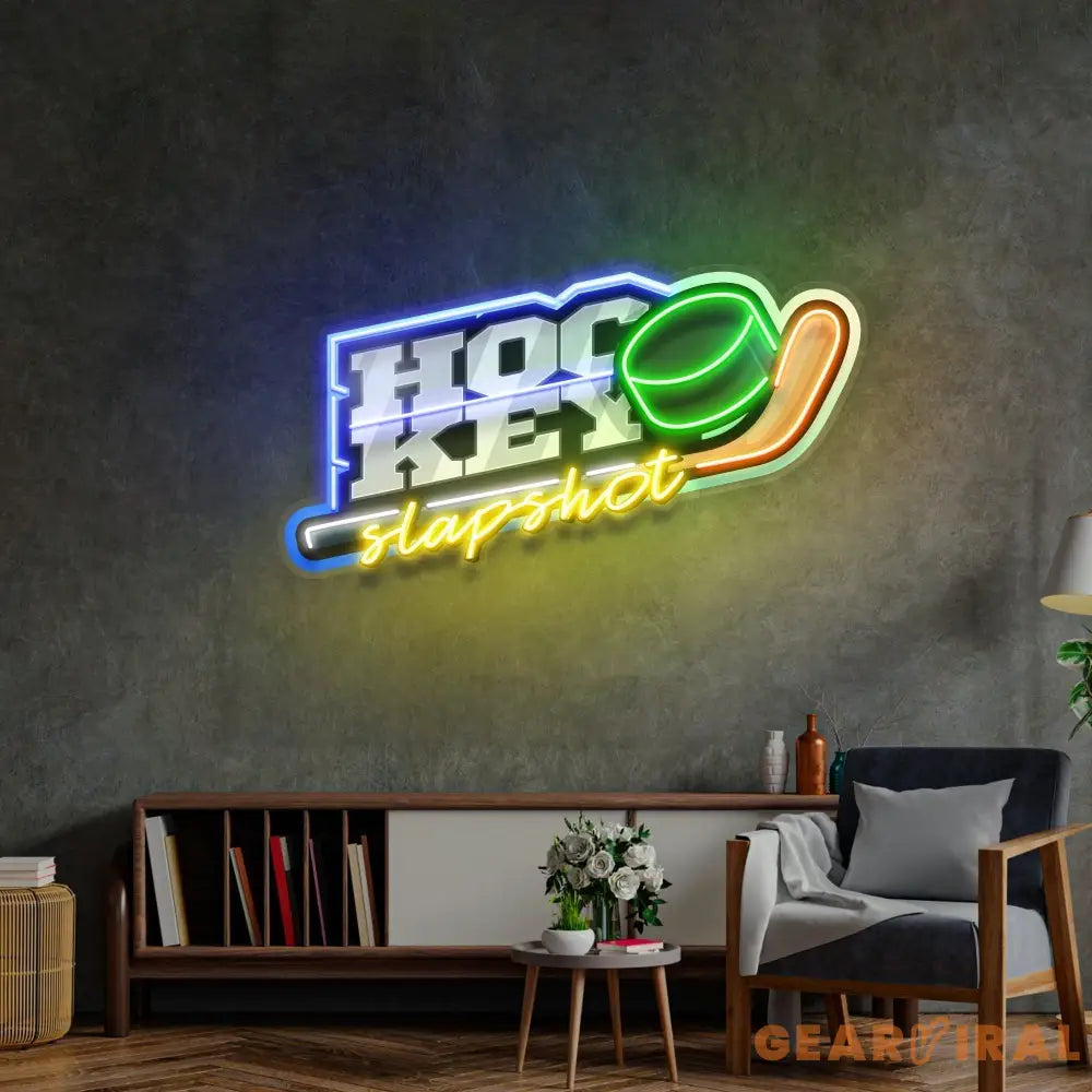 Hockey Slapshot LED Neon Sign Light Pop Art