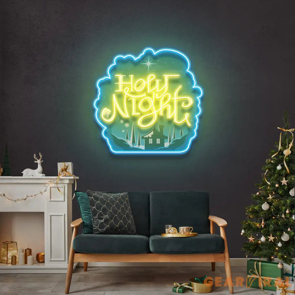 Holy Night Xmas LED Neon Acrylic Artwork