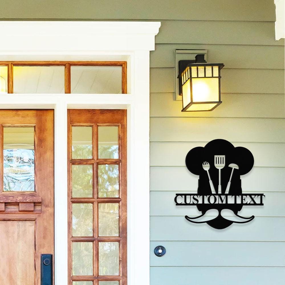 Home Chef Metal Sign LED Lights, Custom Name Sign - Personalized Monograms Name Sign, Wall Art Sign, Outdoor Door Monogram - Housewarming