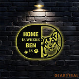 Home is Where Dog Is Corgi Metal Name Sign With LED Lights Personalized Letter Last Name Dog Lover Metal Sign Dog Metal