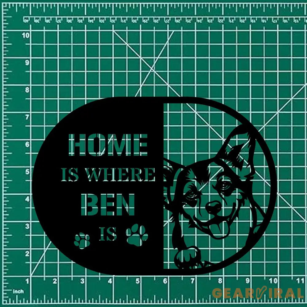 Home is Where Dog Is Corgi Metal Name Sign With LED Lights Personalized Letter Last Name Dog Lover Metal Sign Dog Metal