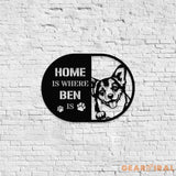 Home is Where Dog Is Corgi Metal Name Sign With LED Lights Personalized Letter Last Name Dog Lover Metal Sign Dog Metal