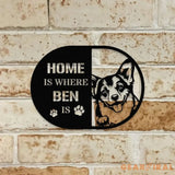 Home is Where Dog Is Corgi Metal Name Sign With LED Lights Personalized Letter Last Name Dog Lover Metal Sign Dog Metal