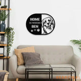 Home is Where Dog Is Golden Metal Name Sign With LED Lights Personalized Letter Last Name Dog Lover Metal Sign Dog