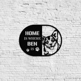 Home is Where Dog Is Corgi Metal Name Sign With LED Lights, Personalized Letter Last Name, Dog Lover Metal Sign, Dog Metal sign
