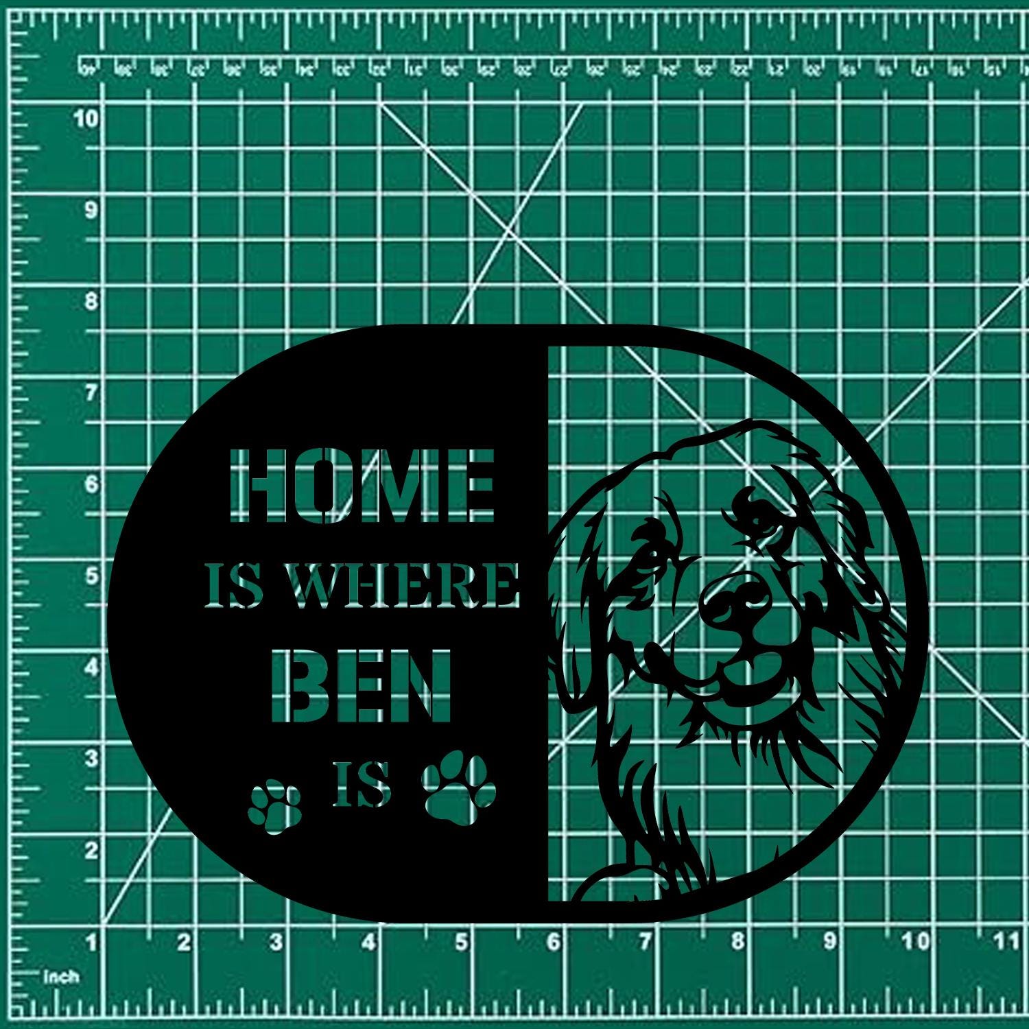 Home is Where Dog Is Golden Metal Name Sign With LED Lights, Personalized Letter Last Name, Dog Lover Metal Sign, Dog Metal sign