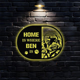 Home is Where Dog Is PoodleMetal Name Sign With LED Lights, Personalized Letter Last Name, Dog Lover Metal Sign, Dog Metal sign