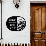 Home is Where Dog Is PoodleMetal Name Sign With LED Lights, Personalized Letter Last Name, Dog Lover Metal Sign, Dog Metal sign