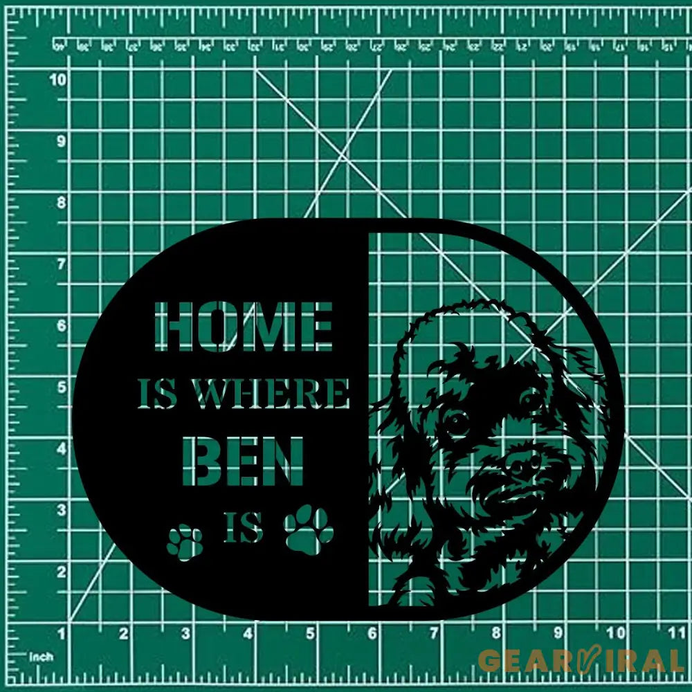 Home is Where Dog Is PoodleMetal Name Sign With LED Lights Personalized Letter Last Name Dog Lover Metal Sign Dog Metal