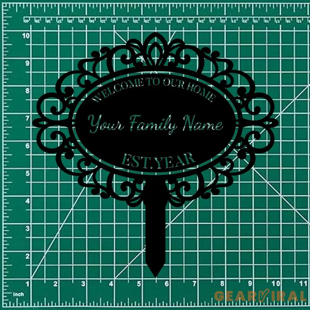 Home Ornate Family Name Garden Metal Stake Personalized Family Name Yard Sign Outdoor Door Decor Garden Art Gift for