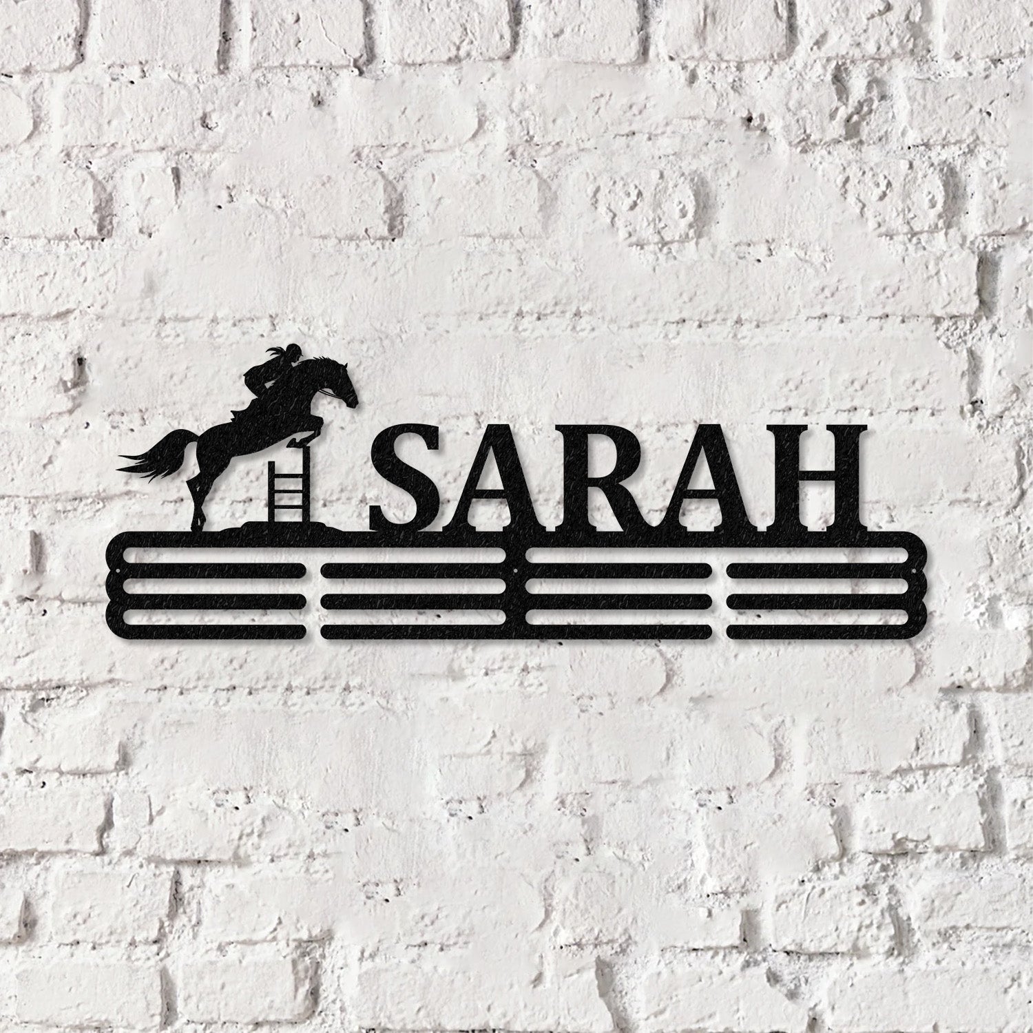 Horse Custom Name Medal Hanger Monogram - 12 Rungs for medals & Ribbons, Medal Display, Sports Medals, Kids Room Sports Decor, Horse Show