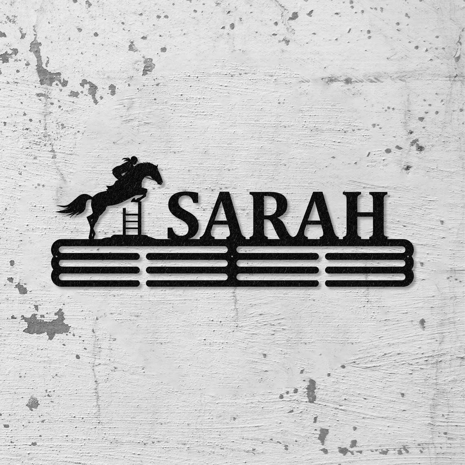 Horse Custom Name Medal Hanger Monogram - 12 Rungs for medals & Ribbons, Medal Display, Sports Medals, Kids Room Sports Decor, Horse Show