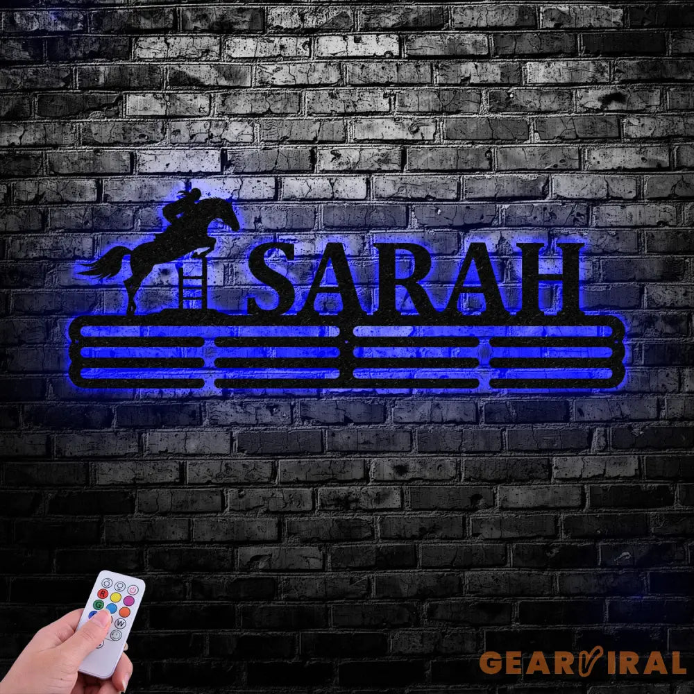 Horse Custom Name Medal Hanger Monogram - 12 Rungs for medals & Ribbons Medal Display Sports Medals Kids Room Sports