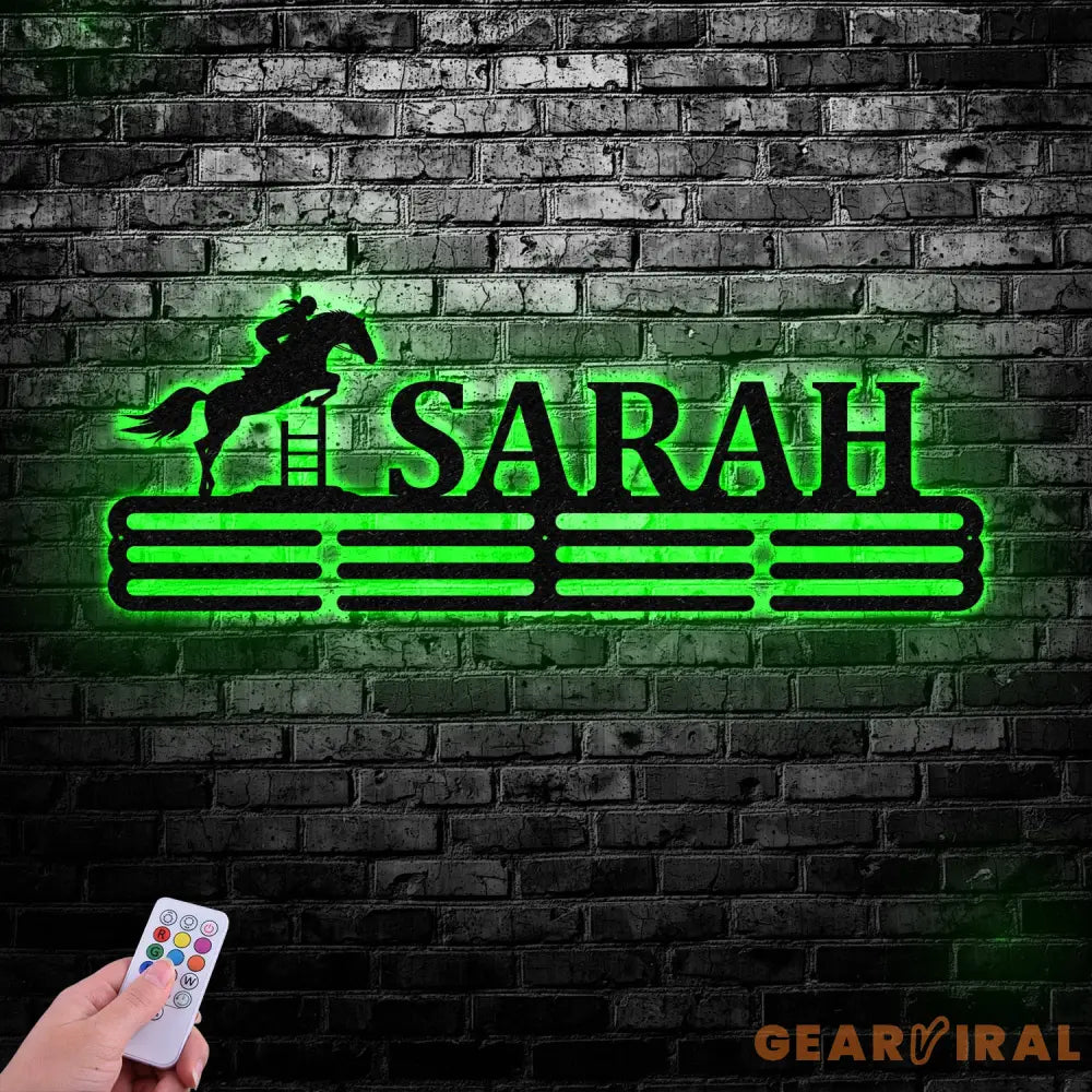 Horse Custom Name Medal Hanger Monogram - 12 Rungs for medals & Ribbons Medal Display Sports Medals Kids Room Sports