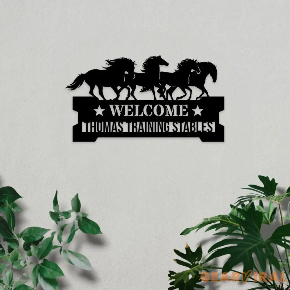Horse Family Name Monogram Custom Metal Sign Personalized Wall Sign Horse Wall Decor Custom Metal Sign Housewarming