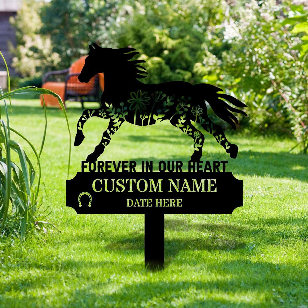 Horse Memorial Remembering Plaque with Stake, Personalized Metal Garden Marker, Memorial Metal Sign, Sympathy Gift, Memorial Stake