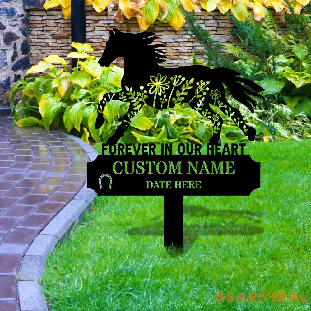 Horse Memorial Remembering Plaque with Stake Personalized Metal Garden Marker Memorial Metal Sign Sympathy Gift