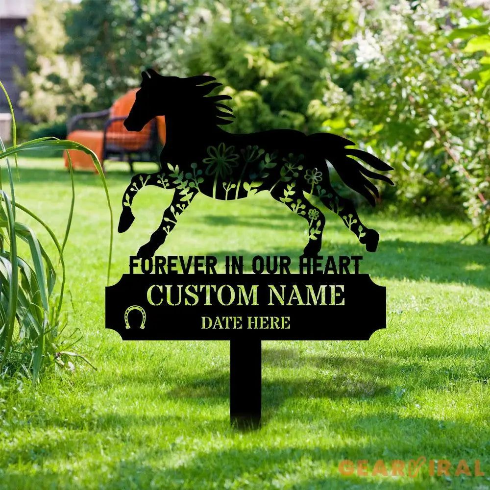 Horse Memorial Remembering Plaque with Stake Personalized Metal Garden Marker Memorial Metal Sign Sympathy Gift