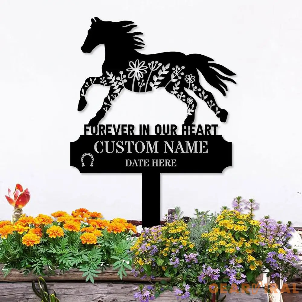 Horse Memorial Remembering Plaque with Stake Personalized Metal Garden Marker Memorial Metal Sign Sympathy Gift