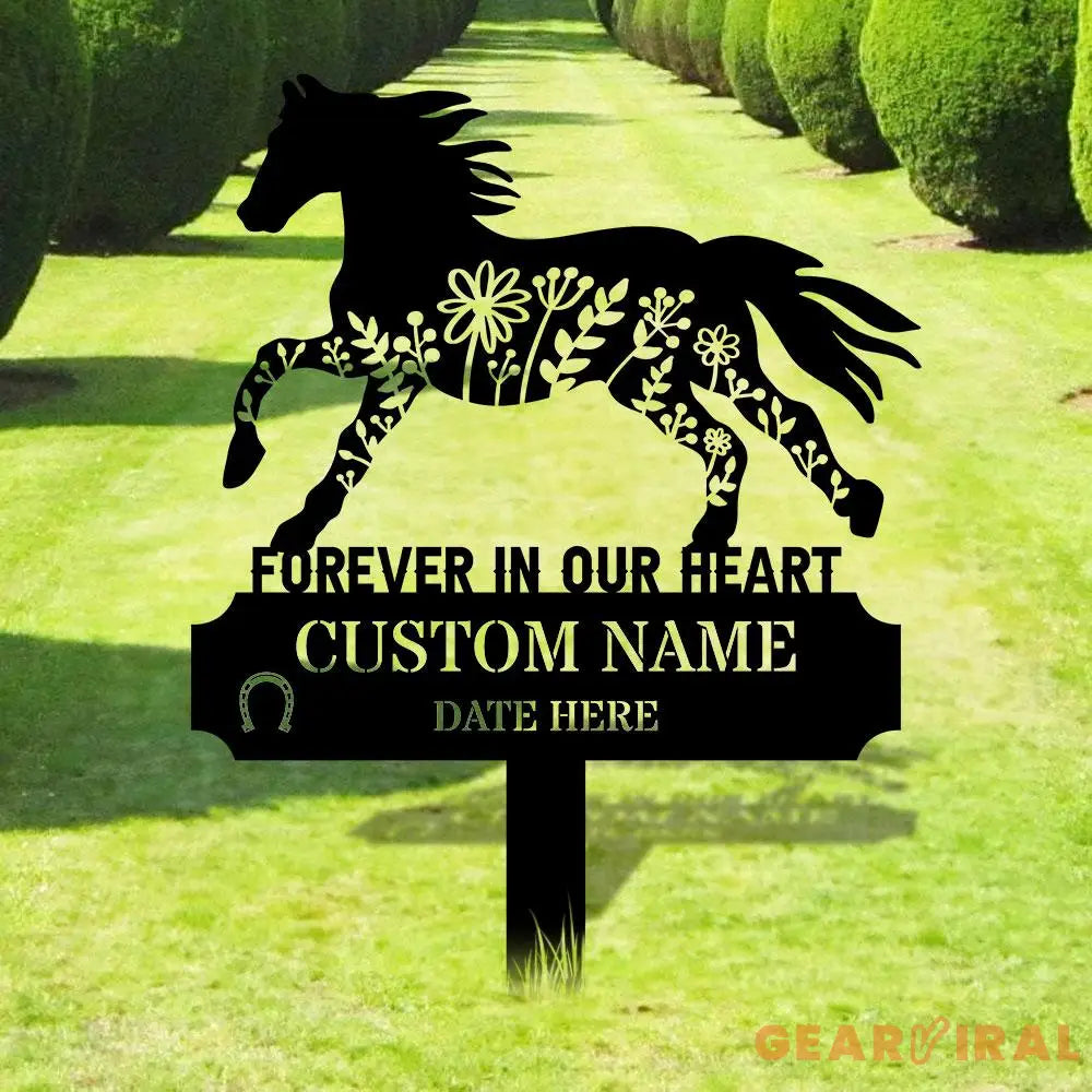 Horse Memorial Remembering Plaque with Stake Personalized Metal Garden Marker Memorial Metal Sign Sympathy Gift