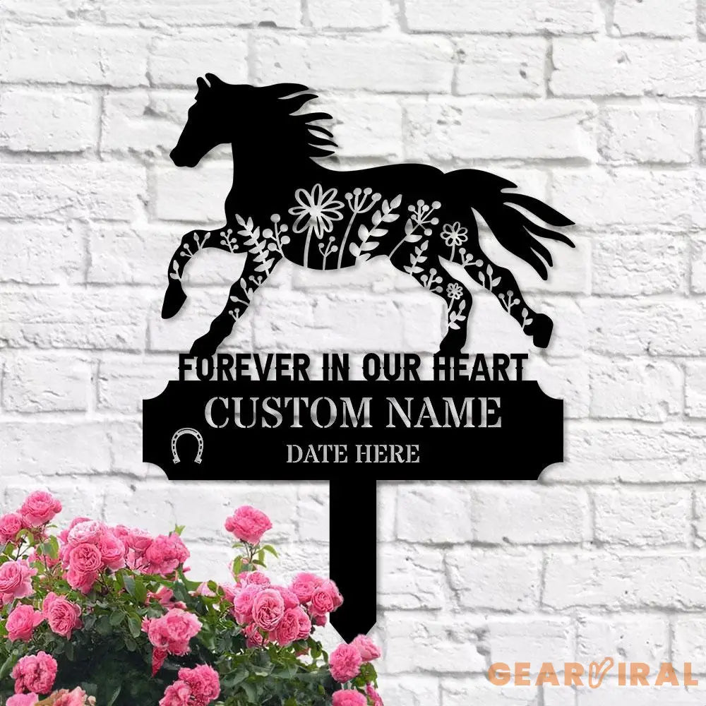 Horse Memorial Remembering Plaque with Stake Personalized Metal Garden Marker Memorial Metal Sign Sympathy Gift