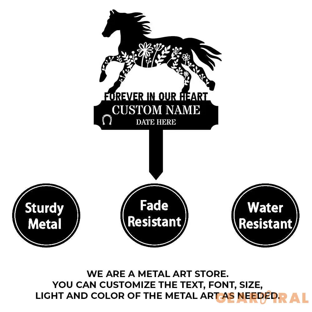 Horse Memorial Remembering Plaque with Stake Personalized Metal Garden Marker Memorial Metal Sign Sympathy Gift