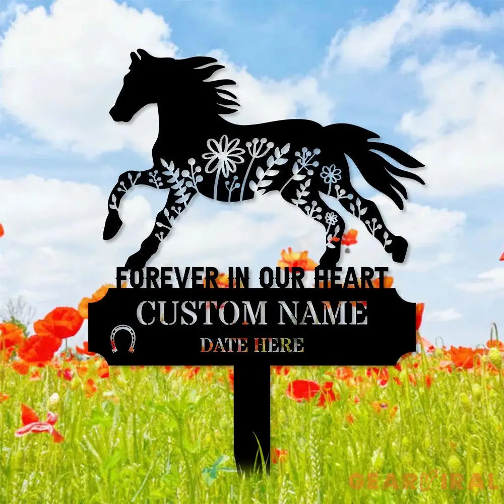 Horse Memorial Remembering Plaque with Stake Personalized Metal Garden Marker Memorial Metal Sign Sympathy Gift