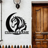 Horse Metal Sign Personalized Family Name Led Sign Outdoor Door Decor Wall Art ustom Horse Farm Name Sign Housewarming