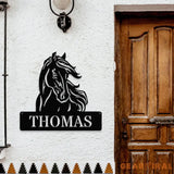 Horse Metal Sign Personalized Family Name Led Sign Outdoor Door Decor Wall Art ustom Horse Farm Name Sign Housewarming