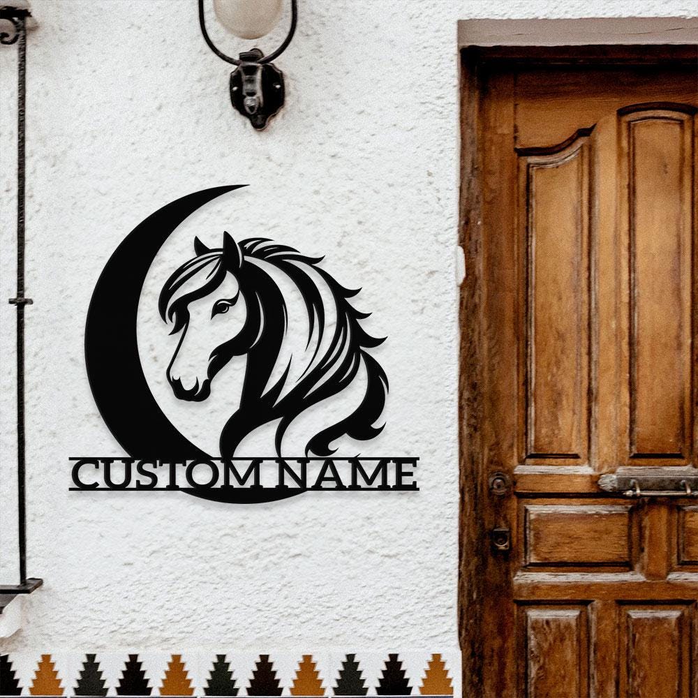 Horse Metal Sign, Personalized Family Name Led Sign, Outdoor Door Decor, Wall Art, ustom Horse Farm Name Sign, Housewarming Gift