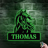Horse Metal Sign, Personalized Family Name Led Sign, Outdoor Door Decor, Wall Art, ustom Horse Farm Name Sign, Housewarming Gift