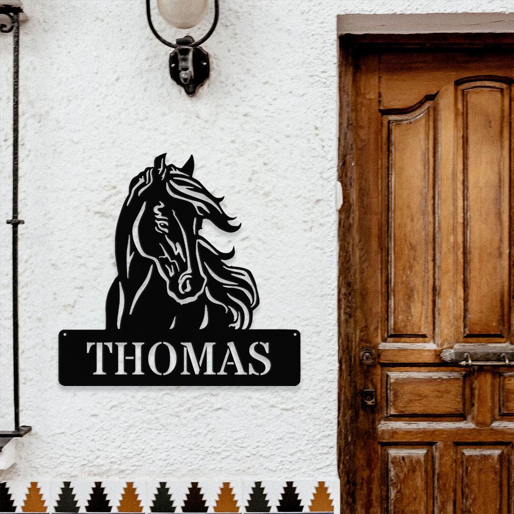 Horse Metal Sign, Personalized Family Name Led Sign, Outdoor Door Decor, Wall Art, ustom Horse Farm Name Sign, Housewarming Gift