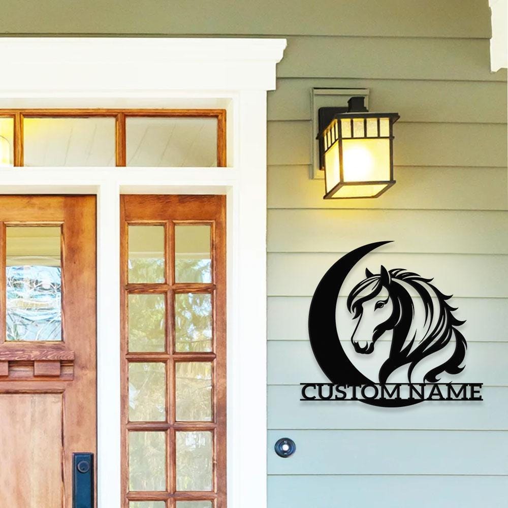 Horse Metal Sign, Personalized Family Name Led Sign, Outdoor Door Decor, Wall Art, ustom Horse Farm Name Sign, Housewarming Gift