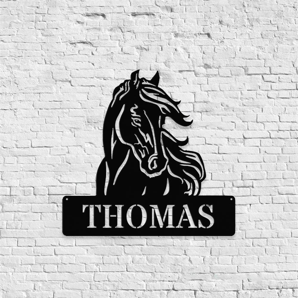 Horse Metal Sign, Personalized Family Name Led Sign, Outdoor Door Decor, Wall Art, ustom Horse Farm Name Sign, Housewarming Gift