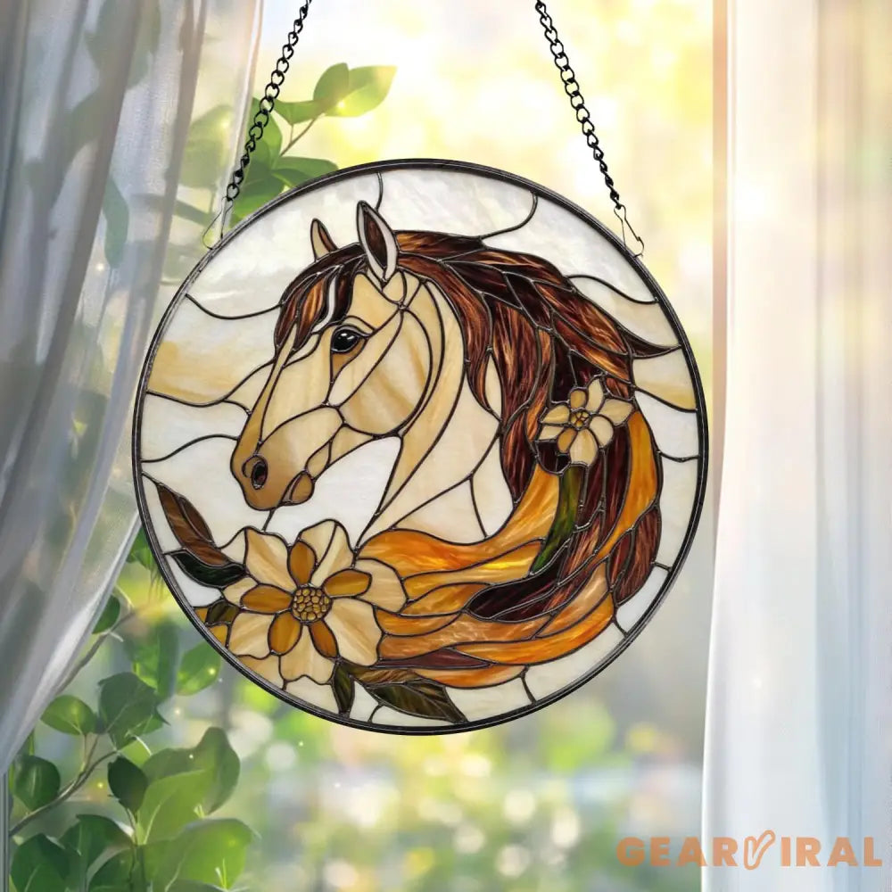 Horse Stained Glass Suncatcher Equestrian Window Hanging Horse Lover Decor Ranch Farmhouse Art Gift for Rider Horse