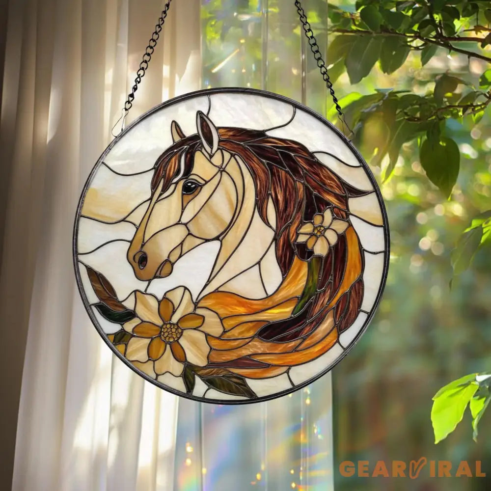 Horse Stained Glass Suncatcher Equestrian Window Hanging Horse Lover Decor Ranch Farmhouse Art Gift for Rider Horse