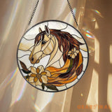 Horse Stained Glass Suncatcher Equestrian Window Hanging Horse Lover Decor Ranch Farmhouse Art Gift for Rider Horse